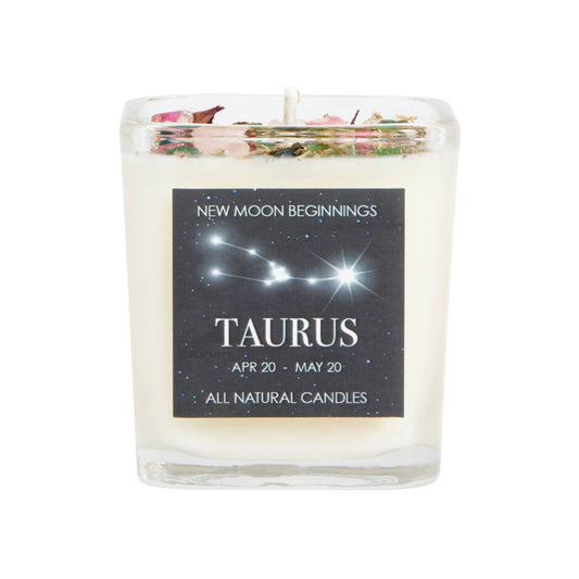 Crystals & Herb Energy Candles 7.5oz Soy Candles Handmade: Taurus Zodaic