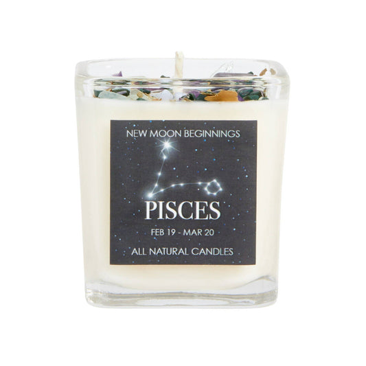 Crystals & Herb Energy Candles 7.5oz Soy Candle Handmade: Pisces Zodiac