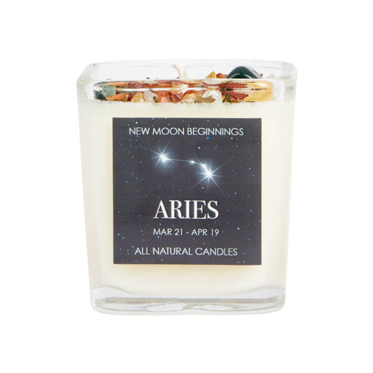 Crystals & Herb Energy Candles 7.5oz Soy Candles Handmade: Aries Zodiac