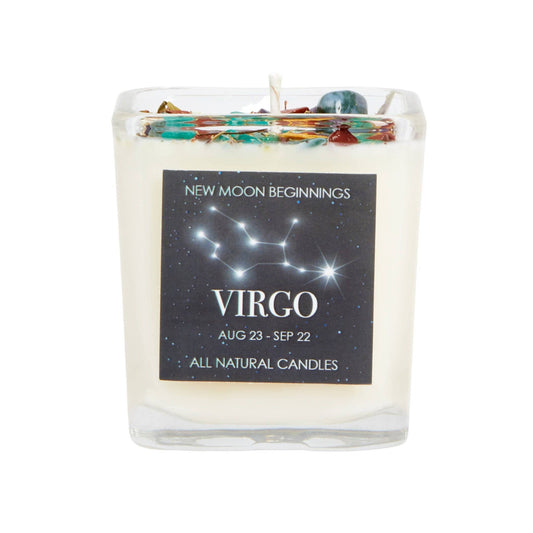 Crystals & Herb Energy Candles 7.5oz Soy Candles Handmade: Virgo Zodiac