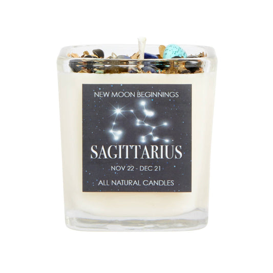 Crystals & Herb Energy Candles 7.5oz Soy Candles Handmade: Sagittarius Zodiac